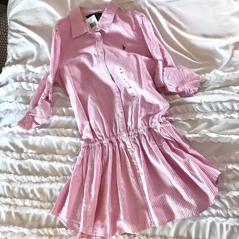 Ralph Lauren Shirtdress Tunic Pink Stripe 14 XL
